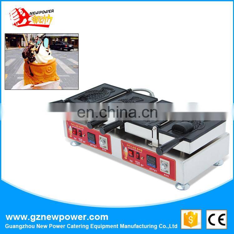 2018 hot selling High Quality digital commercial Ice cream taiyaki machine fish shape open mouth taiyaki fish waffle maker