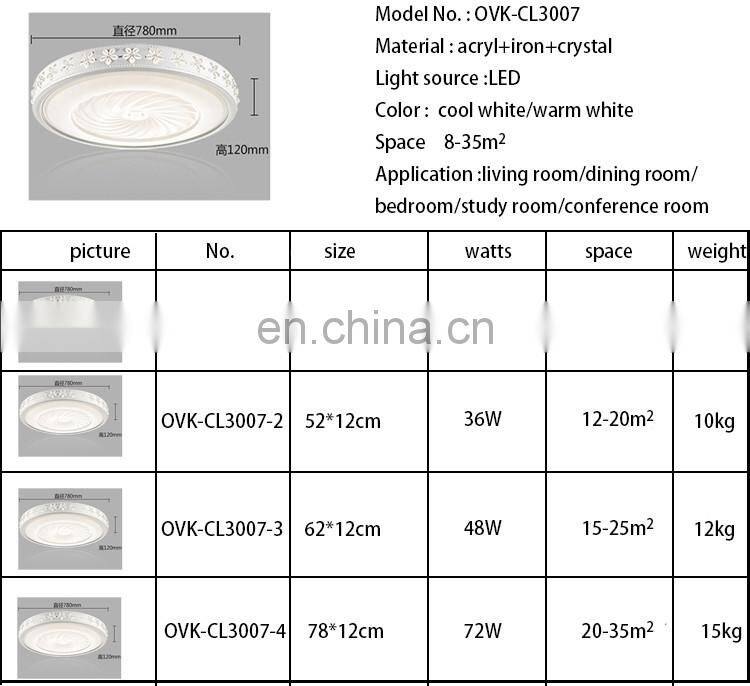 Round bedroom acrylic LED ceiling lamps Bauhinia warming dining room lights
