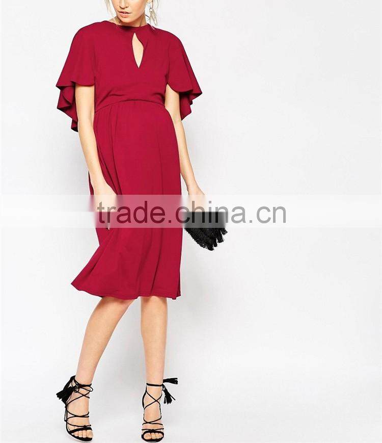 Newly OEM design red women summer maternity evening gown dress wear manufacturer