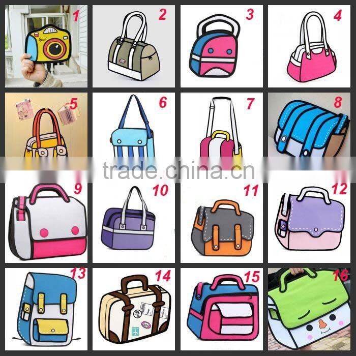 latest design bulk 3d cartoon handbags for ladies