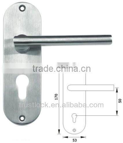 LP170-1:Solid Stainless Steel Door Handle with lock plate