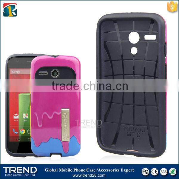 wholesale hybrid combo kickstand mobile phone case for moto G