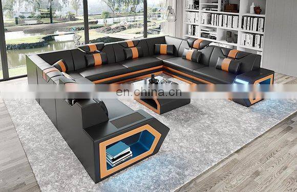 New home needed living room beautiful sectional sofa set furniture with LED light