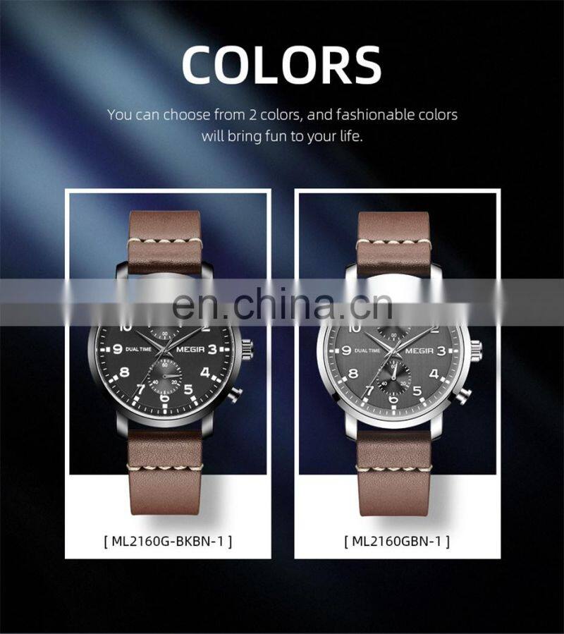 MEGIR 2160G Men Quartz Watch Luxury Fashion Waterproof Business Simple Watches For Men