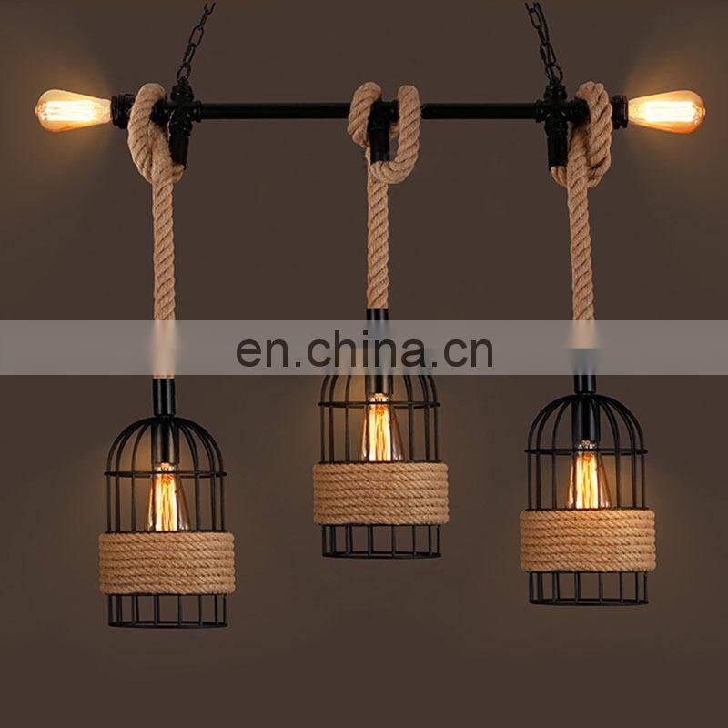 Iron birdcage hemp rope lamp environmental creative decoration for coffee shop bar dinning room lamp restaurant lighting decora