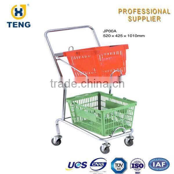 Plastic Shopping Rolling Cart with Telescopic Handle