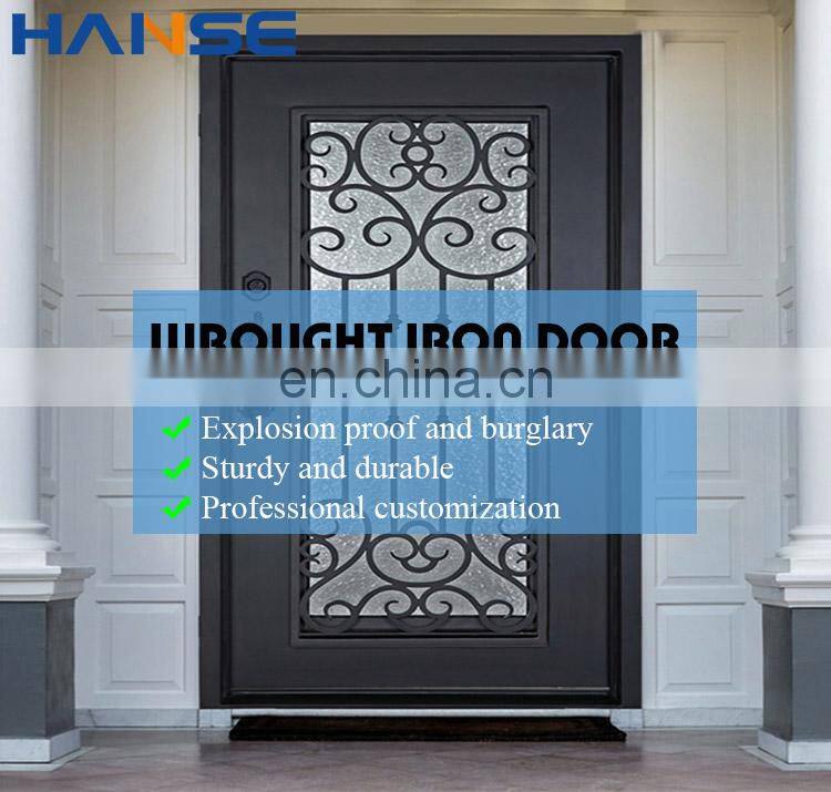 Cheap price modern safety main entrance waterproof wrought iron grill single security gate door design