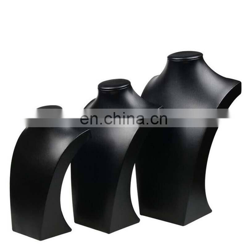 Hot Sale Black Volor Mannequin Shape Pu Leather Jewelry Display Stand Showcase Necklace Pendant Bust Displays Holder For Counter