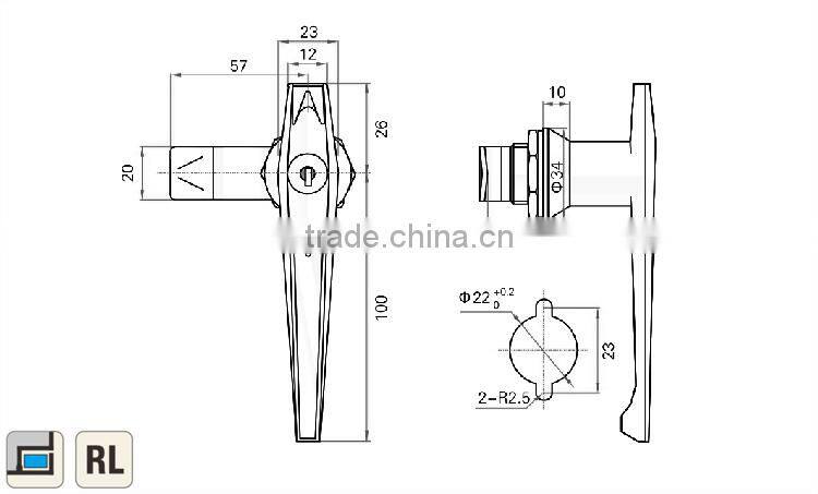 CE RoHS 2015 FEILEI MS304-1 zinc alloy electrical industry cabinet L handle lock