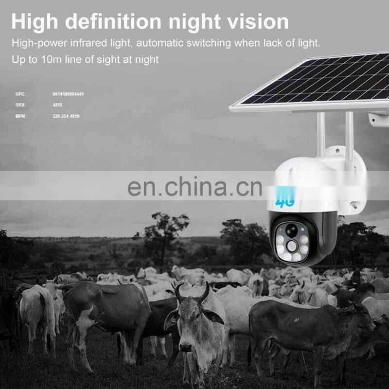 360 Wireless Surveillance PTZ IP Camera Solar Powered CCTV Security Cameras 4G Outdoor Solar Power Wifi Battery Camera V380