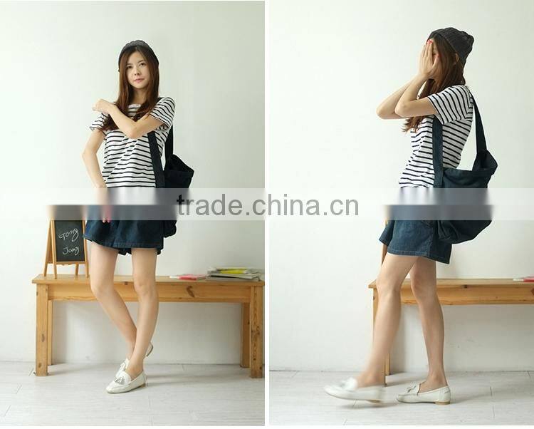 2014 Cross strip 100% cottonT shirt for ladies from alibaba china /cheap price and high quality