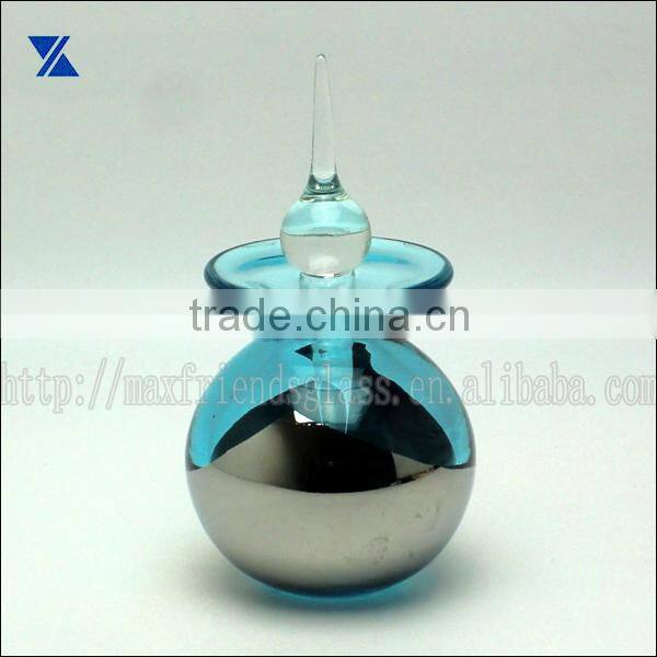 hand made blue with silver finishing glass perfume bottle