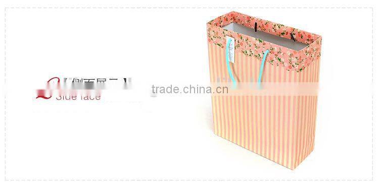 pink stripes custom gift paper bag door gift paper bag set