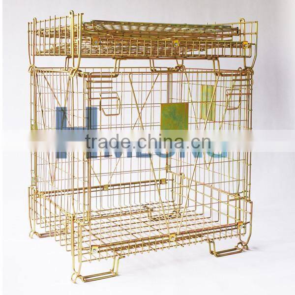 Folded wire mesh steel forklifts stacking container