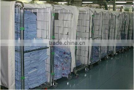 Industrial metal storage collapsible laundry cart with wheels