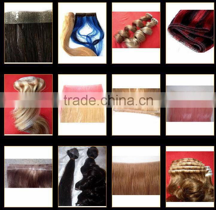 18" remy straight skin hair tape hair extensions tape weft PU weaving remy human hair pu skin weft