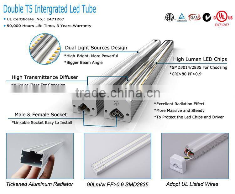 Office lighting fixtures T5 ETL 30CM 60CM double socket lamp