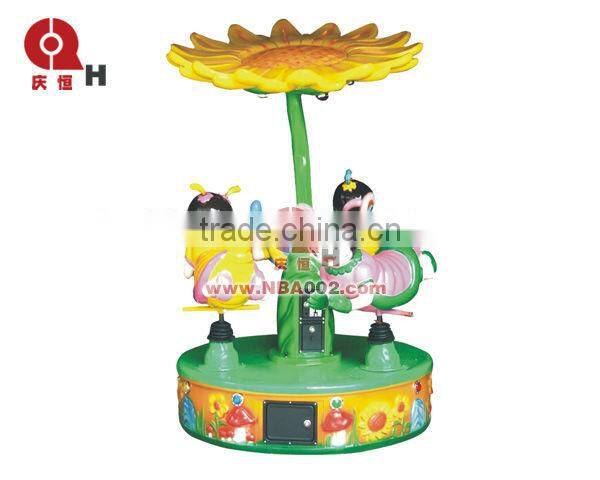 QHC10 Colorful Bees Electirc Trio Mini Merry Go Round Kids Carousel Toy