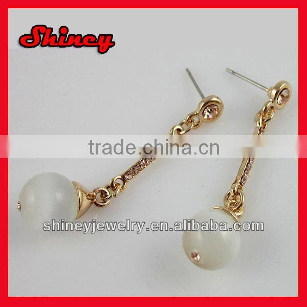 yiwu wholesale cheap jewelry crystal paved hook styled pearl earring
