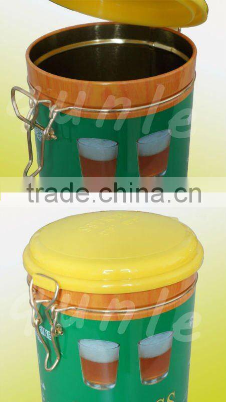 Printing Round Tea Tin Box With Hinged Lid
