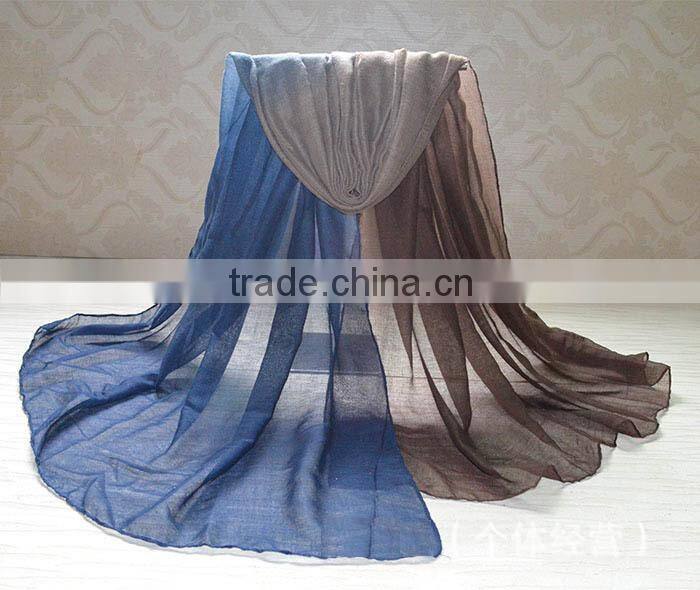 Trend All-match Long Large Gradient Color Ladies' Foulard Scarf Muslim Hijabs