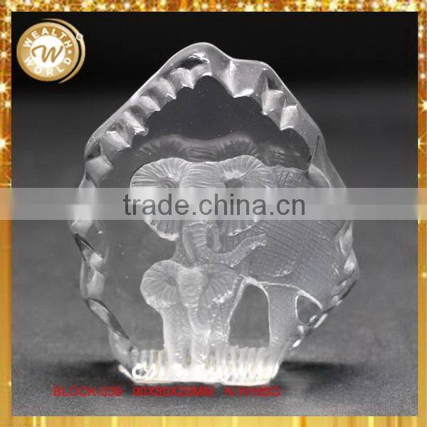 Factory stylish laser animal etched crystal block