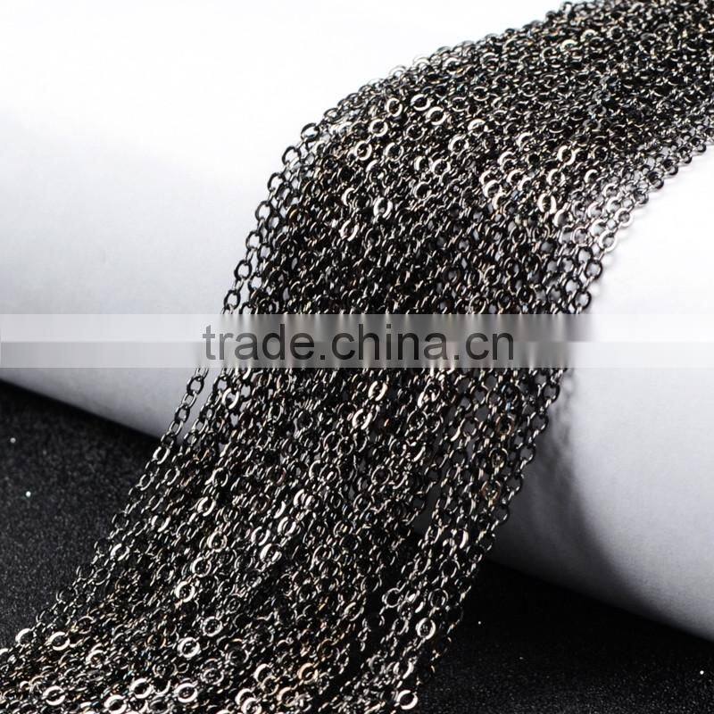 30 inch Full Roll Brass Flat Cable Chain Oval Link Bulk with Connectors, Fashion Jewelry Cable Chain