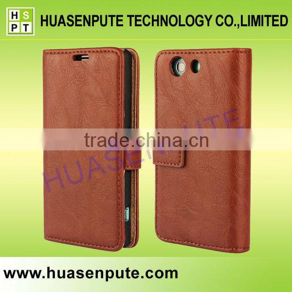 2015 Stylish High Quality Retro Book Style Leather Case for Sony Xperia Z3 Mini
