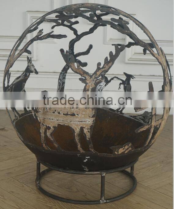 Metal Rust Design Fire Ball Fire Pit Ball