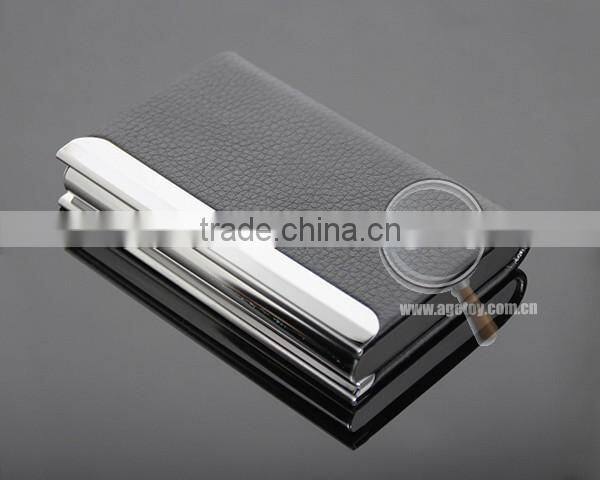 New Arrival High-Grade Magnetic Lock Stainless Steel Metal Black Leather Luxury Business Card Case