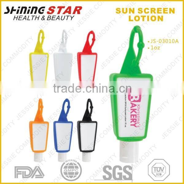 new design sunscreen lotion 30 with silicon holder made in china
