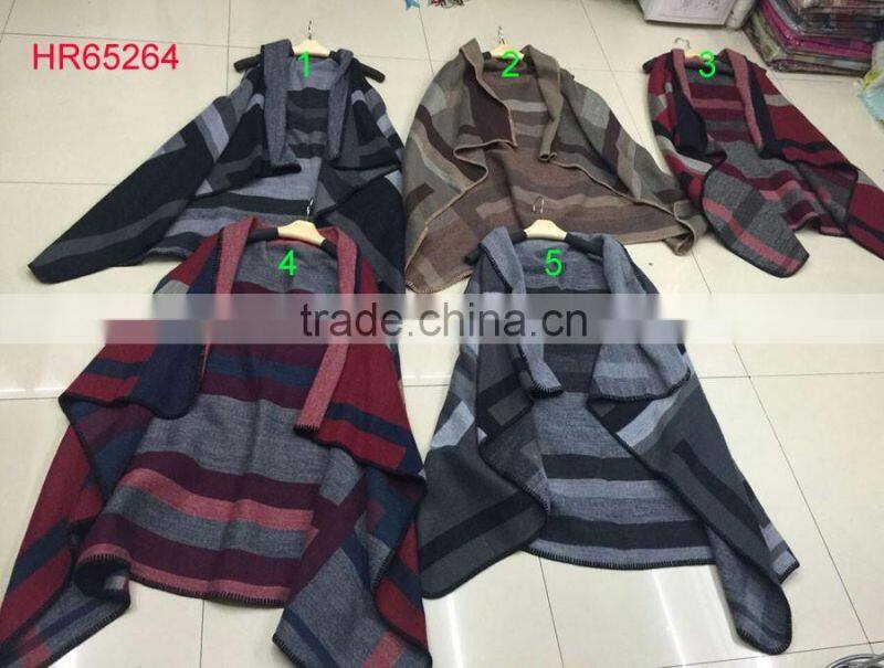 New fashion stripe printed plain pashmina shawl poncho