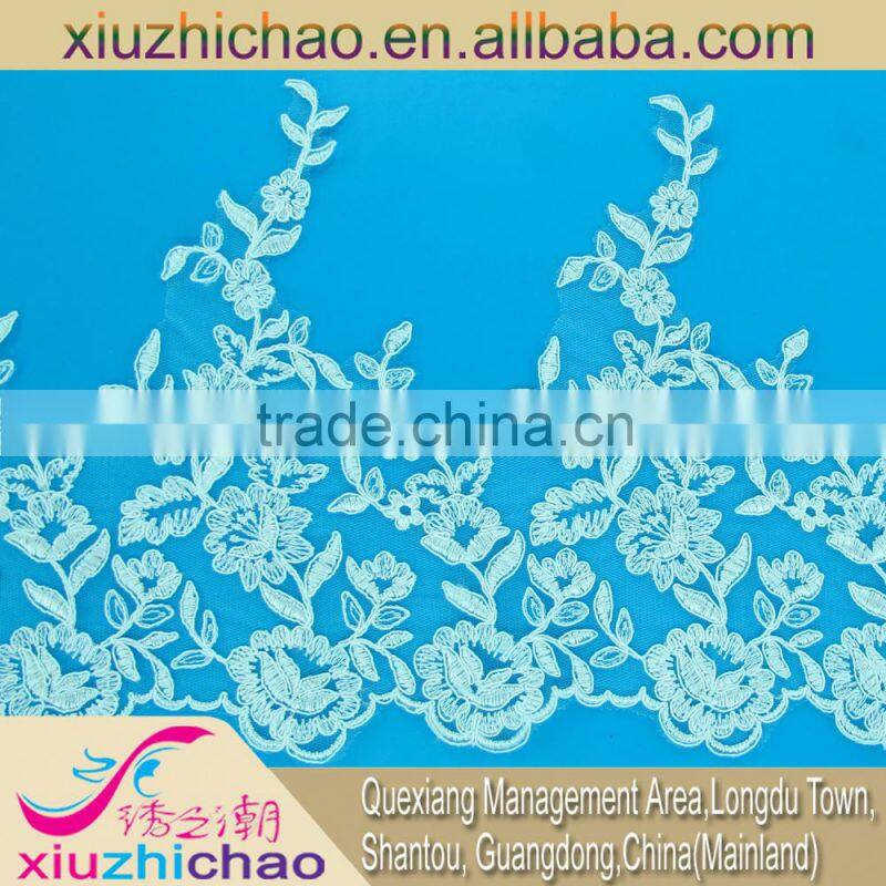 6036 fashion wedding dress embroidery corded lace trim bridal dress applique