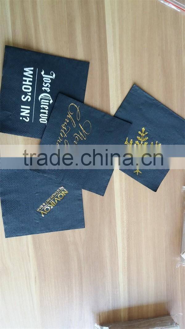 Disposable printed dyeing paper napkins/black printed napkin with customized logo