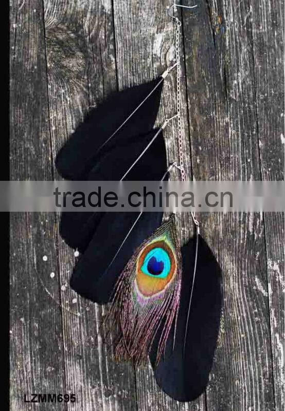 Vintage Dangle Peacock Feather Earrings LZMM18