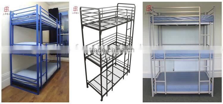 Blue Black White Home Bedroom Metal Kids 3 Tier Bunk Bed