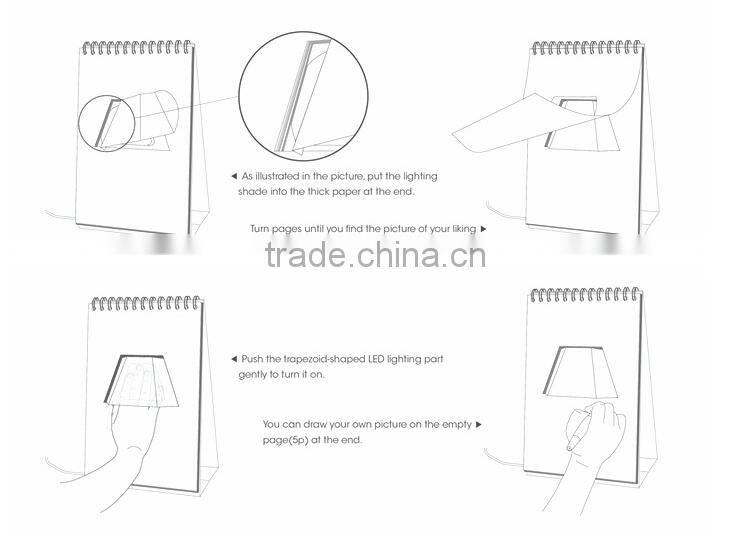 Page by page turn fashionable calendar USB led lamp