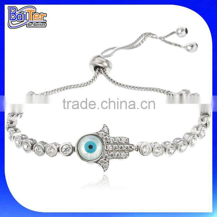 Alibaba Express Hamsa Hand Evil Eye Wire Cuff Bangle Bracelet, Custom Cheap Alloy Expandable Wire Evil Eye Bangle Bracelet