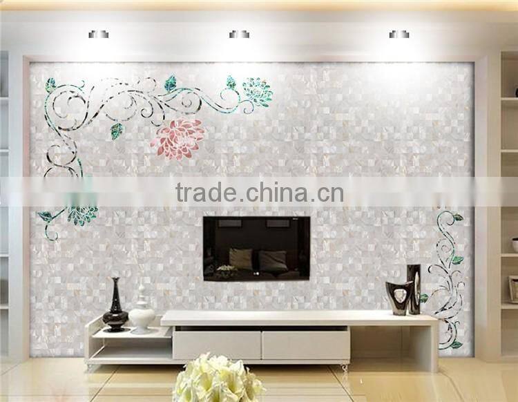 newest nature mother of pearl shell maber mosaic for TV/sofa wall tile