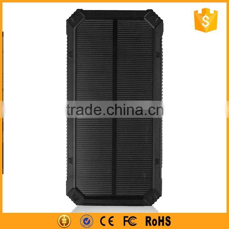 Outdoor emergency solar power bank 12000mah with keychain and carabiner