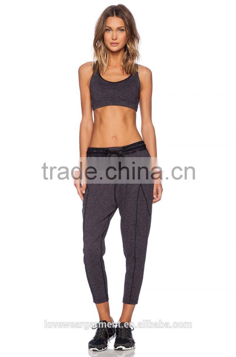 2015 women china cheap loss weight sport sweat pants in deep grey