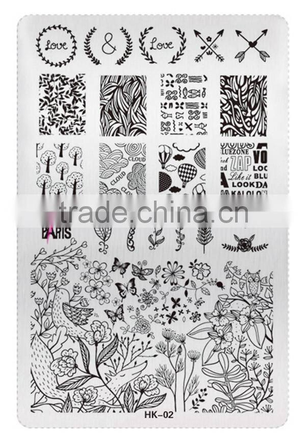 New style HK 02 flower and arrows design nail art stainless plate