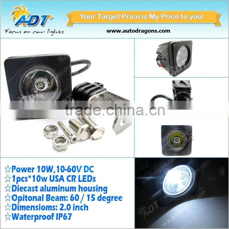 10W Square offroad led driving work light for Truck Boat Motorcycle SUV