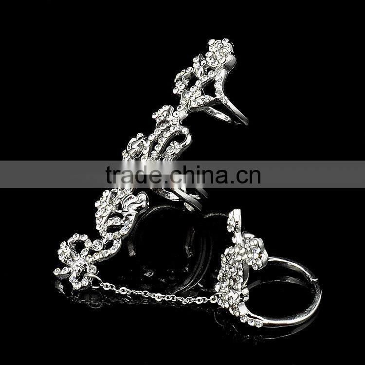 novelty antique silver rose flower shaped double ring