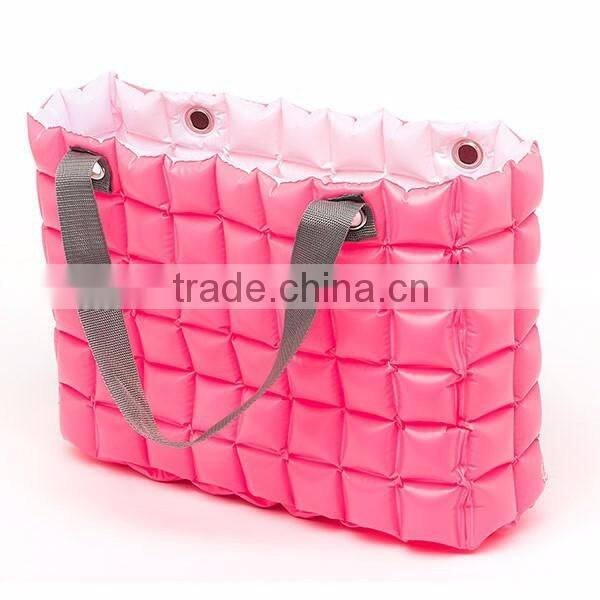 Rose/White inflatable bubble tote bag for beach