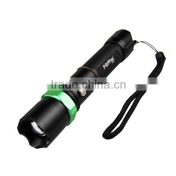 POPPAS 809B 3W Brightest XPE R2 Zoomable USB Power Bank Torch Light Police Flashlight