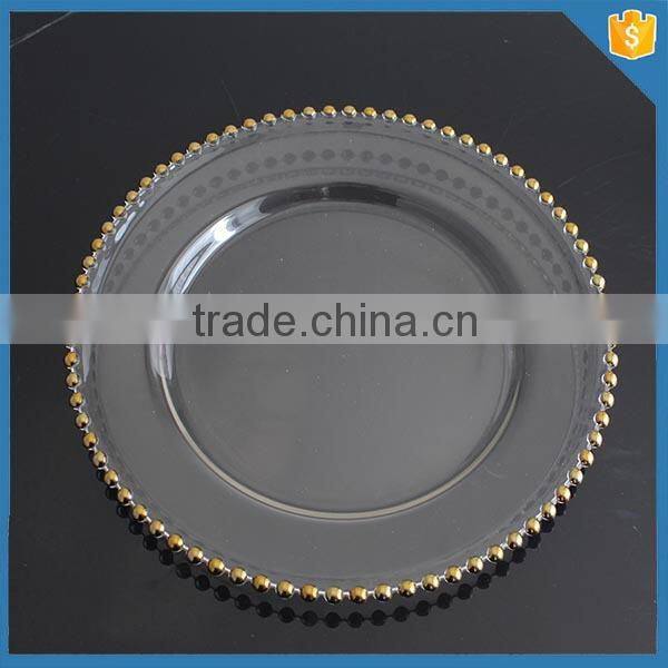 LXHY-T053 wedding cheap beaded gold charger plate