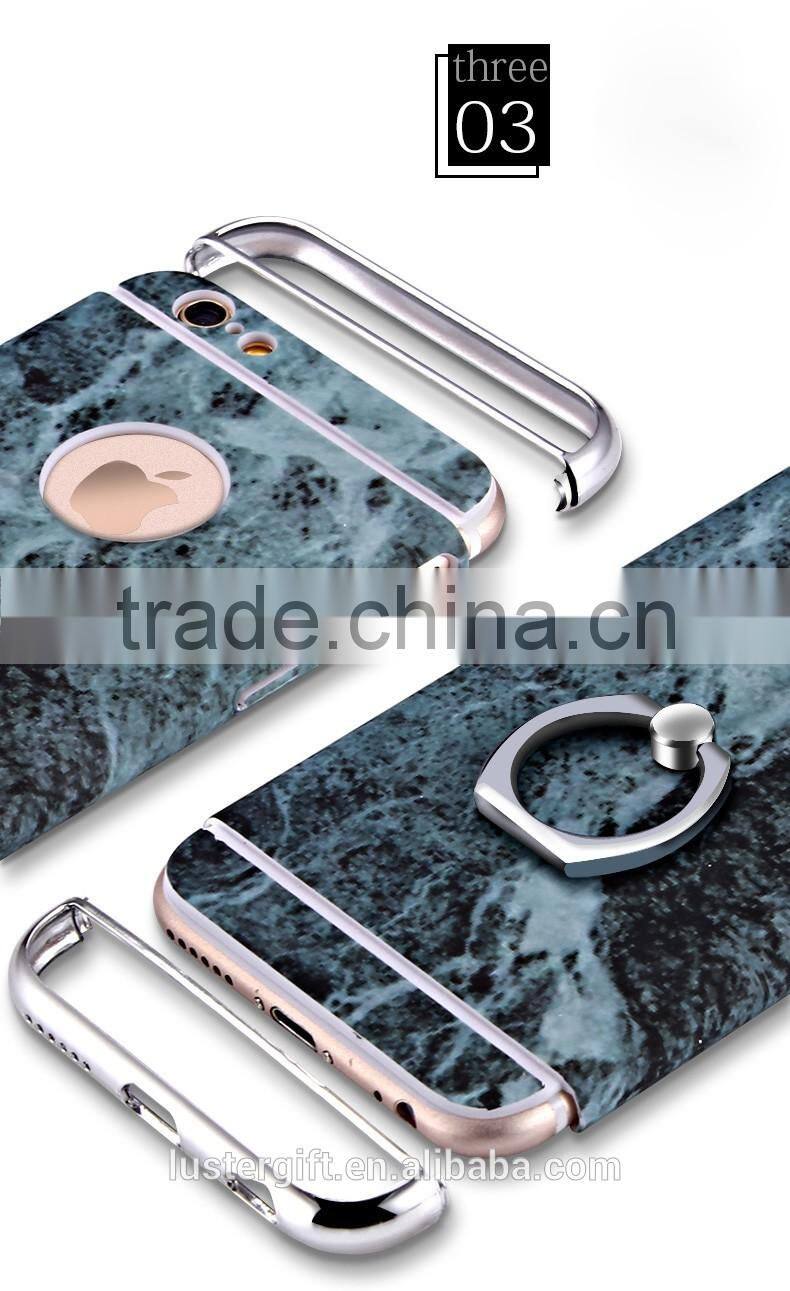 2016 With ring kickstand Luxury 3 in 1 Hard PC Marbling Phone Case Cover For iPhone 5S SE 6 6S Marble Checked Pattern Phone Case