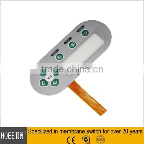 custom embossed buttom stock membrane switch with clear window