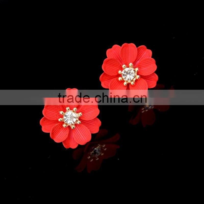 Sweetheart Big Faux Flower Earrings Anti Allergic Stud Earring For Women